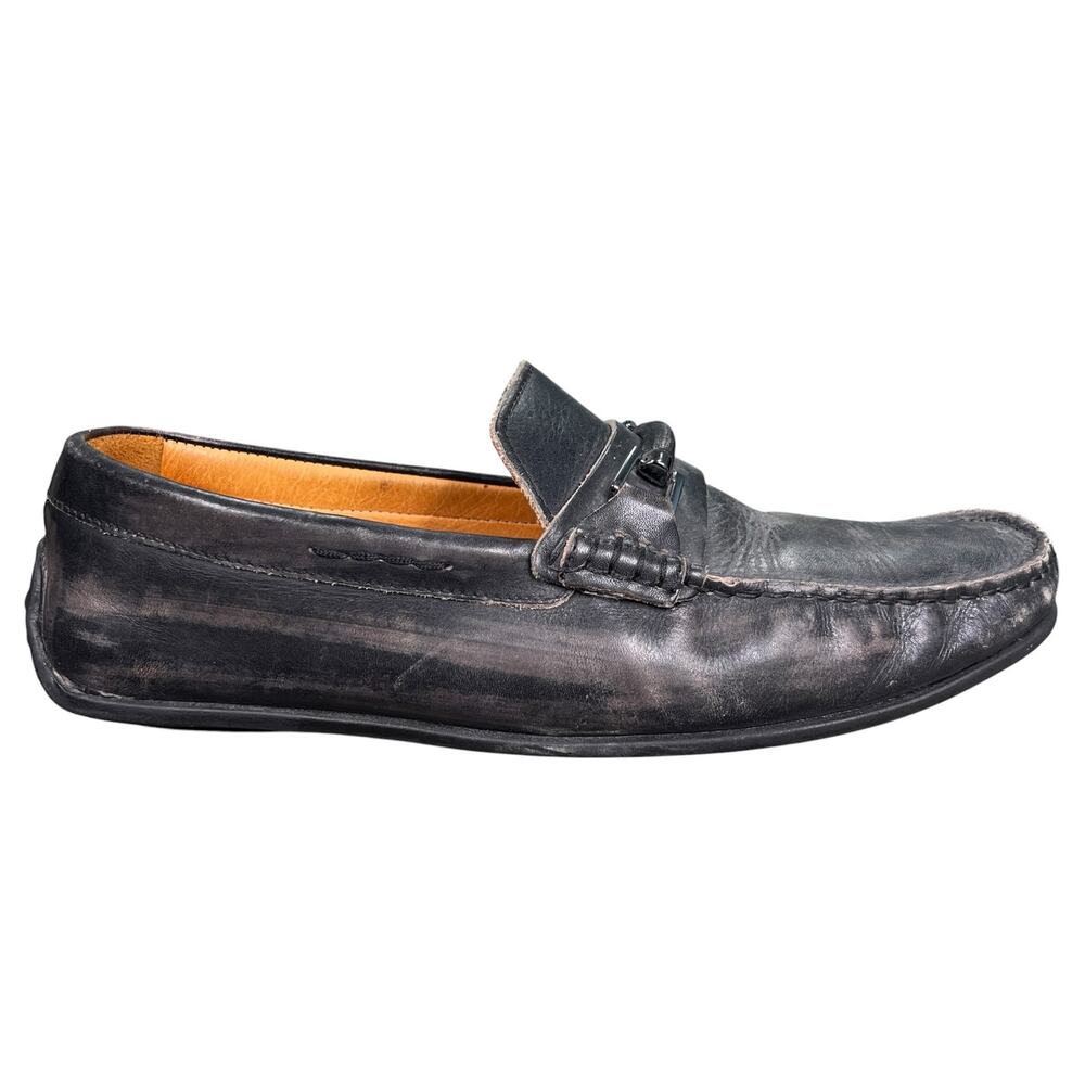 Donald J. Pliner "Imari" Black Washed Bit Loafers Driving Shoes Size 10